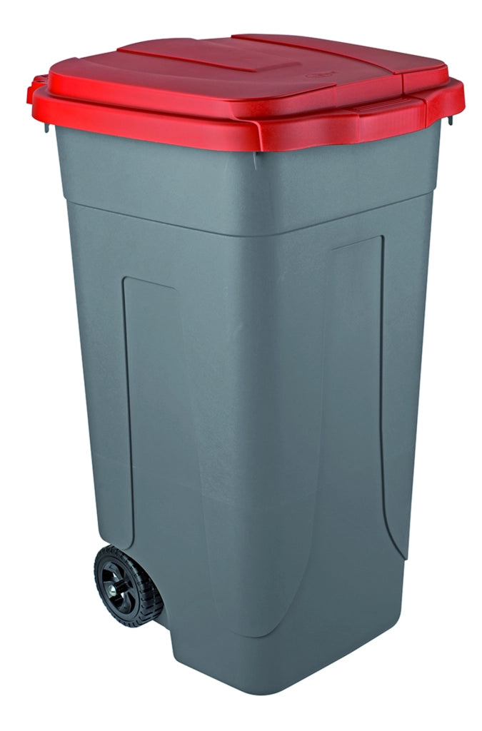 Mobil Plastic BIDONE PER DIFFERENZIATA  Lt. 80 - cm. 45x50x78 h col. Rosso/Grigio