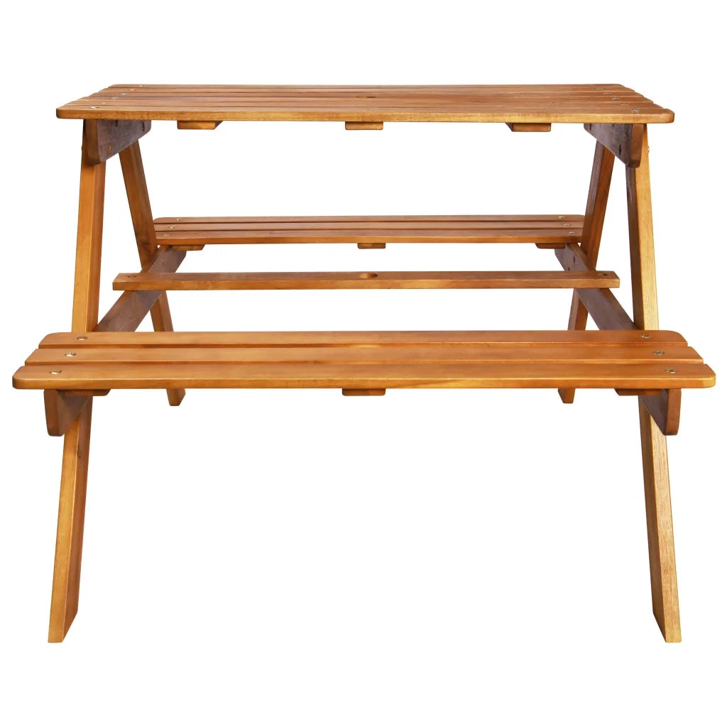 Tavolino da Giardino | Tavolo Picnic per Bambini con Ombrellone 79x90x60cm in Acacia