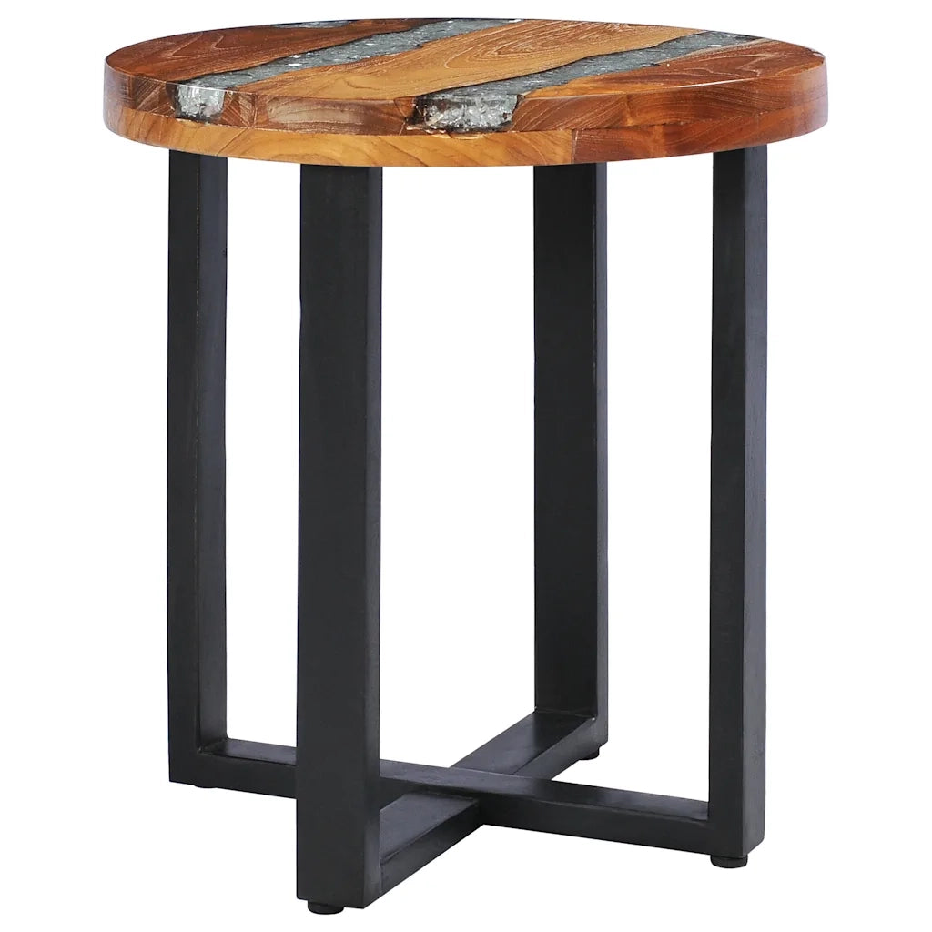 Tavolino da Salotto 40x45 cm Legno Massello Teak e Poliresina 281652