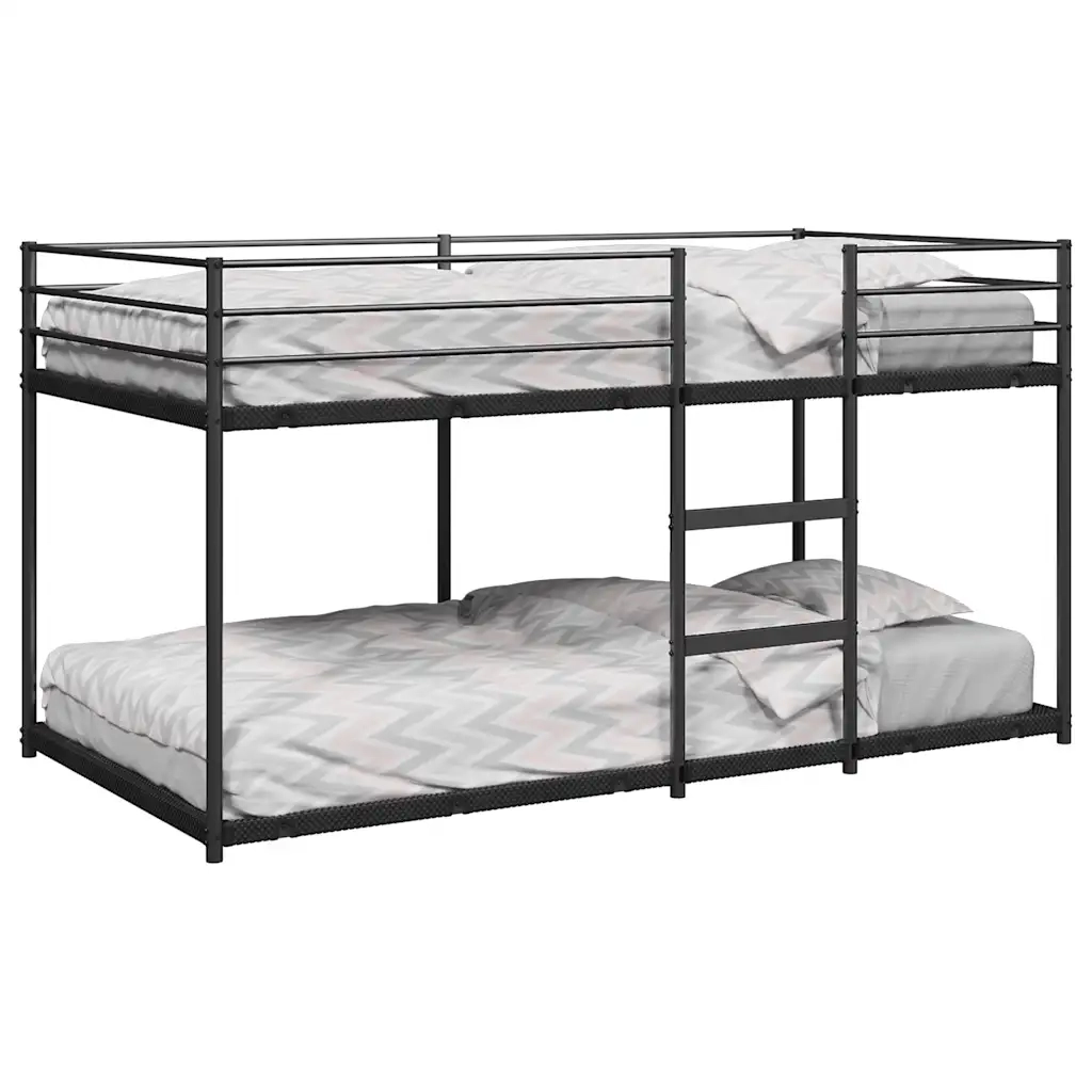 Letto a Castello senza Materasso-Struttura Letto a Castello Nero 90x200 cm in Acciaio 700966