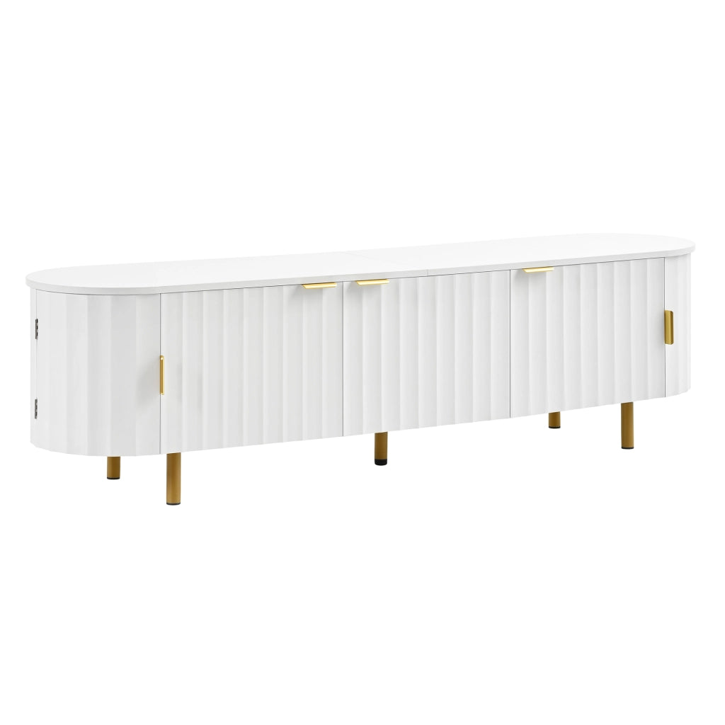 Mobile Porta TV Bianco 170 cm in MDF con 5 Ante e Frontale Scanalato