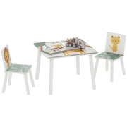 Tavolo bambini ¨C zephmum ¨C 60x60x44 cm, verde, legno, 2 sedie