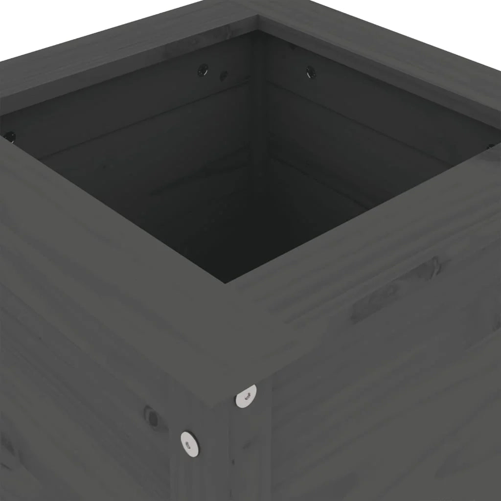 Fioriera rialzata per piante e fiori terrazza/giardino 40 x 40 x 78 cm legno massello di pino grigio 02_0037580