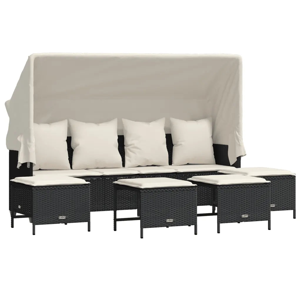 Set Divani da Giardino 5 pz con Cuscini in Polyrattan Nero 3261563