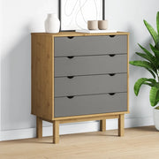Cassettiera OTTA Marrone e Grigio 76,5x39,5x90 cm Legno di Pino 348583