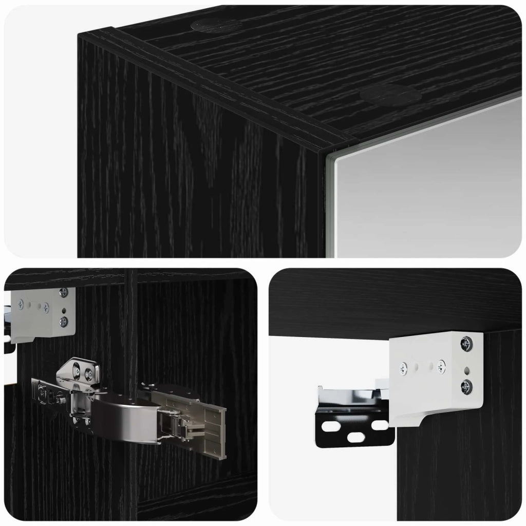 Mobiletto per specchio da bagno Rovere Nero 50 x 14,5 x 70 cm