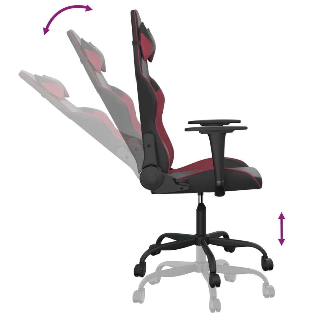 vidaXL Sedia Gaming Nero e Rosso Vino in Similpelle