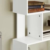 Libreria Asimmetrica a S a 5 Livelli con 10 Ripiani Aperti, in Legno, 80x24x159 cm, Bianco