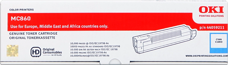 ORIGINAL OKI toner ciano 44059211 MC860 ~10000 Seiten