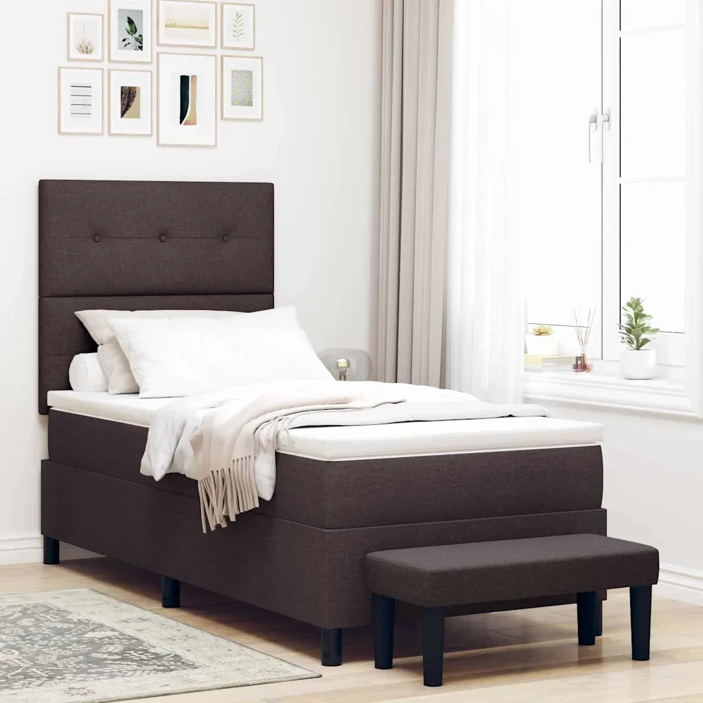Letto a molle con testiera Marrone Scuro 100 x 200 cm Tessuto 3344047