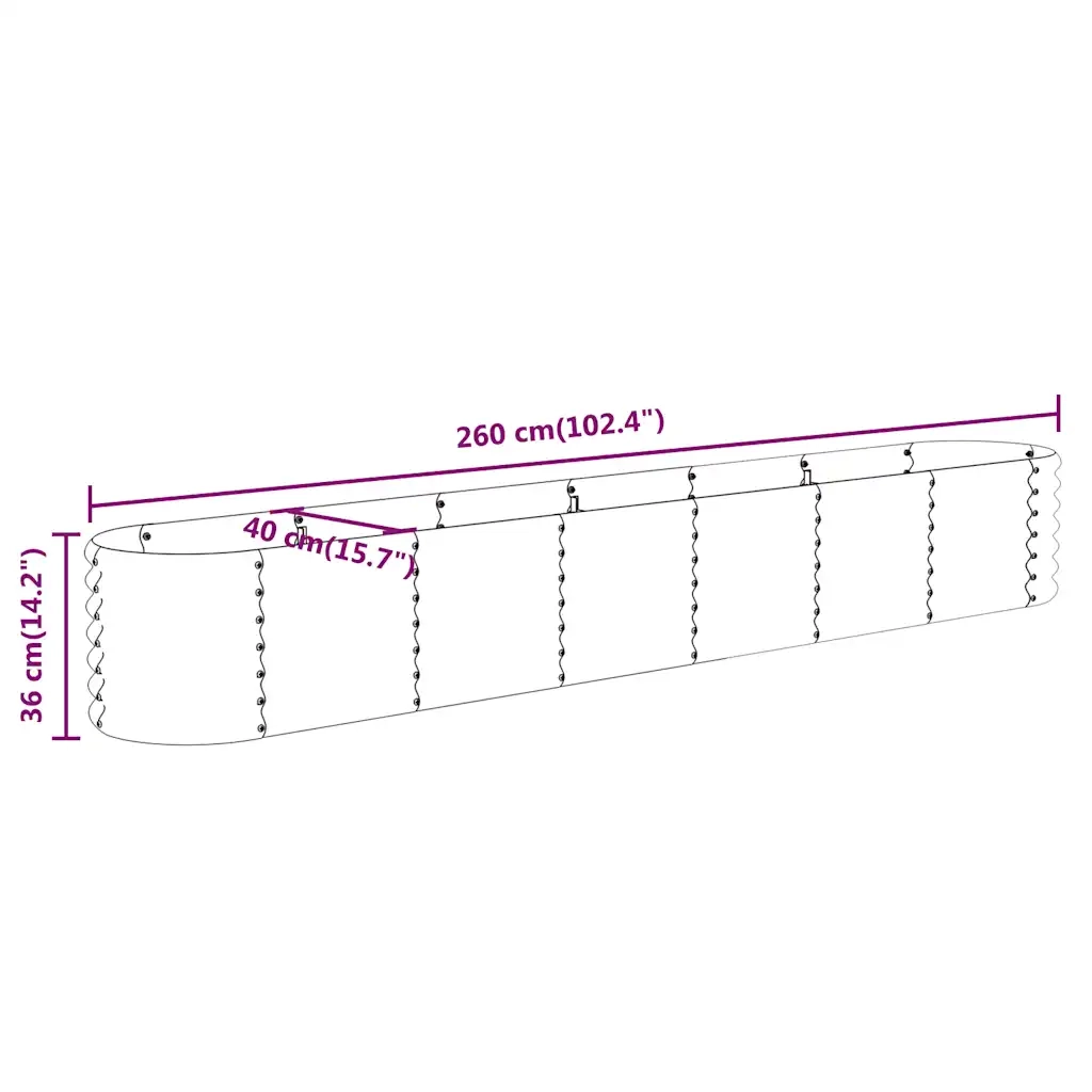 Letto da Giardino-Fioriera da Giardino in Acciaio Zincato 260x40x36 cm Antracite