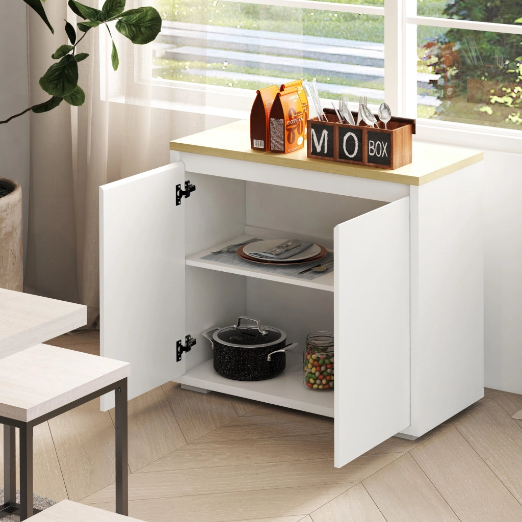 Mobile Multiuso con Armadietto a 2 Livelli in Truciolato e Ripiano regolabile, 80x37x75cm
