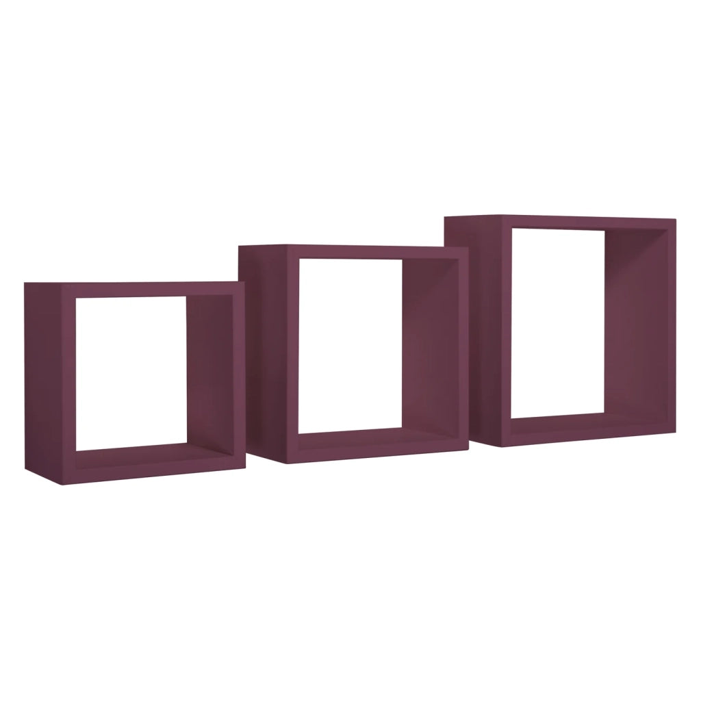 Mensole a cubo da parete set di 3 pz componibile colore Viola mod. InCubo