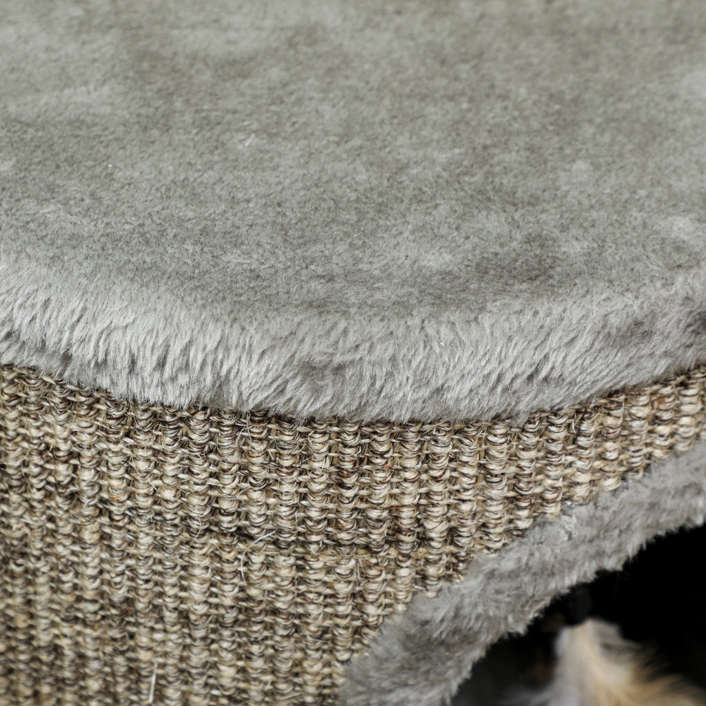 Casetta Grigio per Gatti 3 in 1 con Rascatore ¨C zephmum ¨C Grigio Legno 36x36x38 cm
