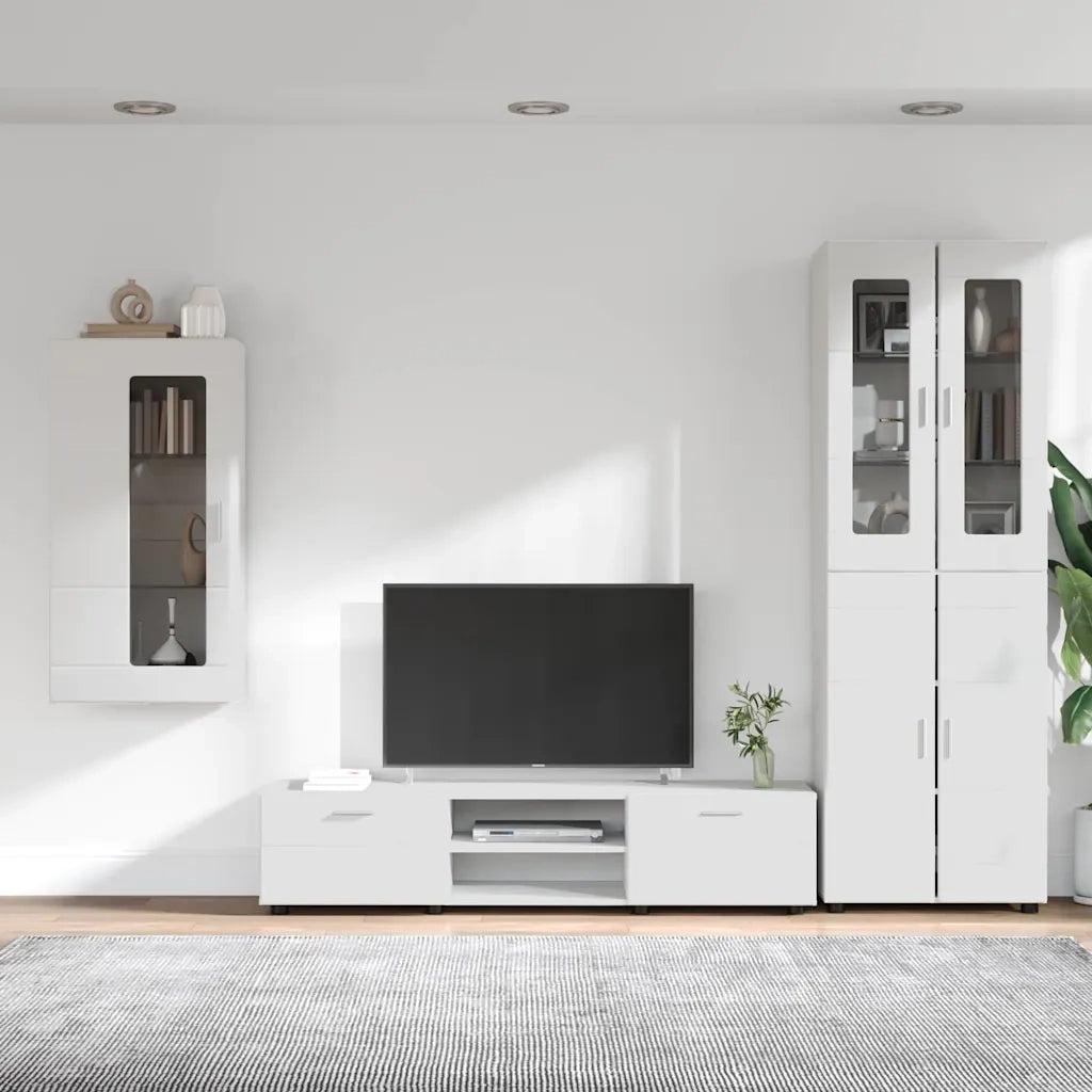 Set mobile TV con cassetto FLORIN Bianco Legno multistrato