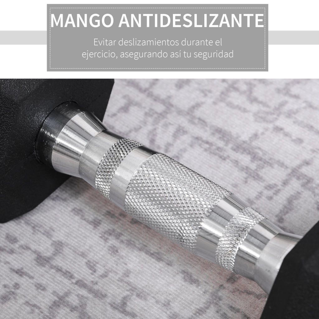 Set manubri da palestra 2x4 kg con barra connessione metallica e testa esagonale ¨C zephmum ¨C nero argento