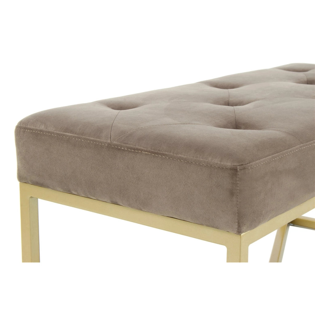 Panca imbottita Cameron in velluto taupe e oro