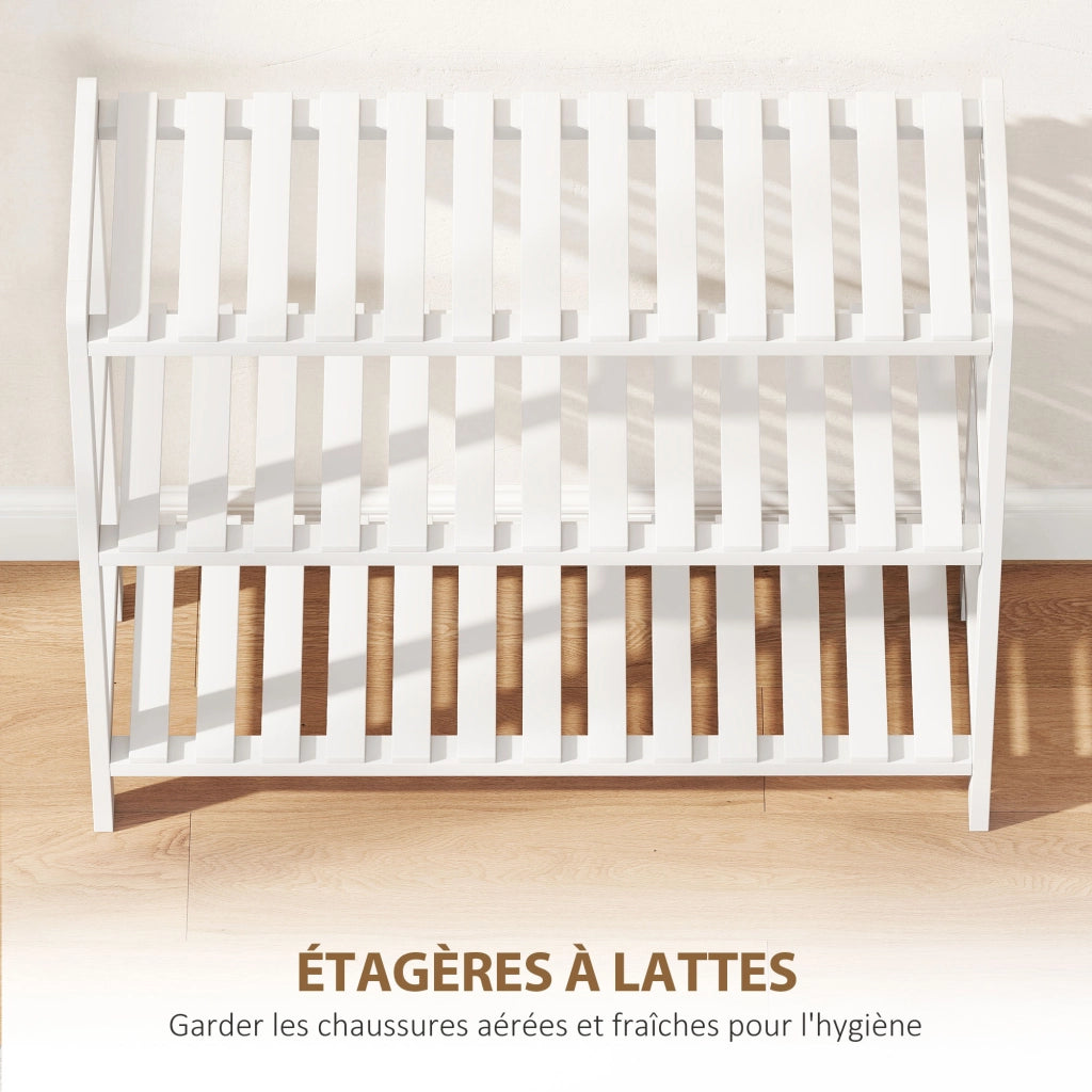 Scarpiera 3 livelli ¨C zephmum ¨C legno pino 70x26x57.5 cm bianco