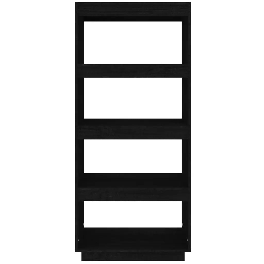Libreria/Divisorio Nero 60x35x135 cm in Legno Massello di Pino 810873