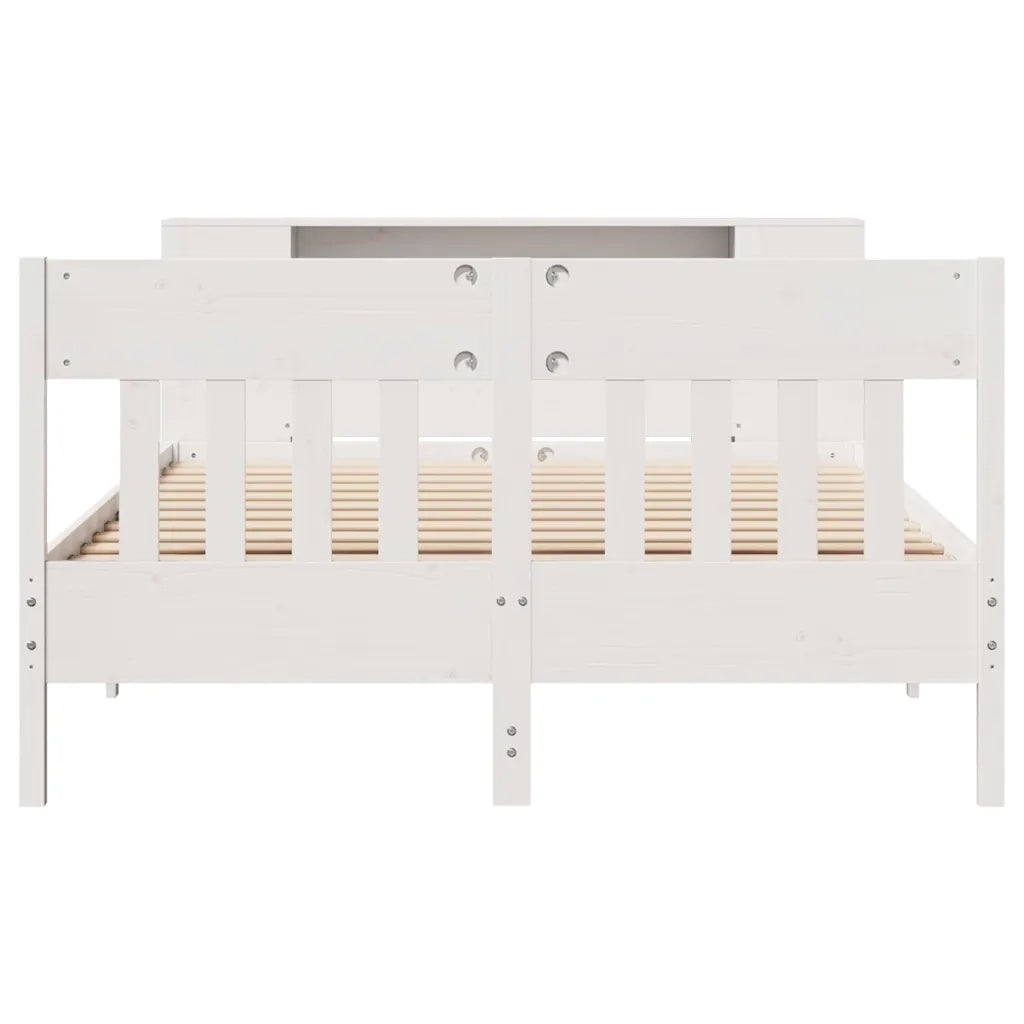 Letto Libreria senza Materasso Bianco 140x200 cm Legno di Pino 3323183
