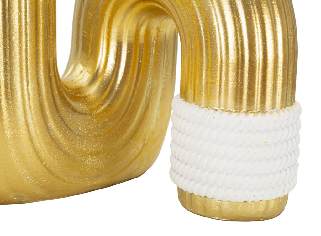 Vaso Bann Big 14,5x13x25 cm in Resina Oro e Bianco