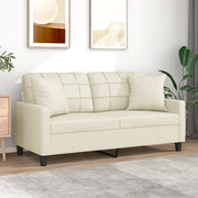 Divano a 2 Posti con Cuscini-Sofa 2 Posti con Cuscini Crema 140 cm in Similpelle 846513