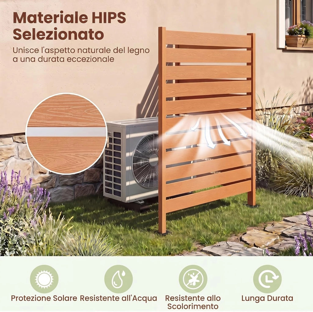 Recinzion da Giardino, Paravento da Esterno in HIPS | 3 Metodi di Fissaggio e Combinazione Libera, Copri Bidoni, Condizionatore e Attrezzature, da Terrzza e Cortile