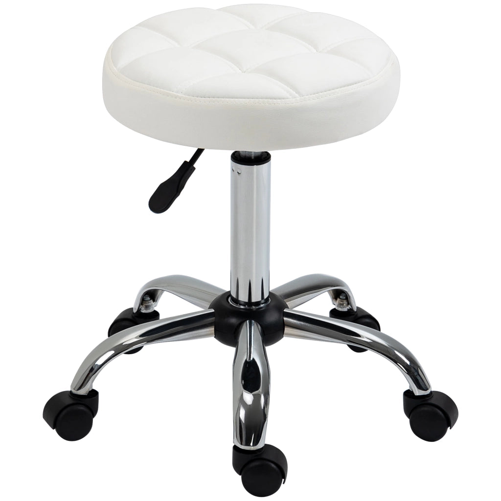Sgabello Regolabile con Ruote ¨C zephmum ¨C Diametro 35.5 cm Altezza 48-63 cm Bianco