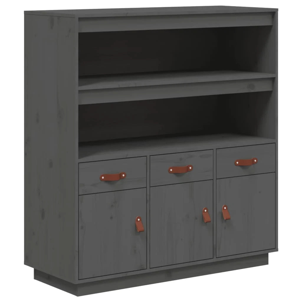 Buffet credenza cassettiera armadio mobile contenitore organizer cucina soggiorno salotto alto 100 x 40 x 108,5 cm legno massello di pino grigio 02_0034222
