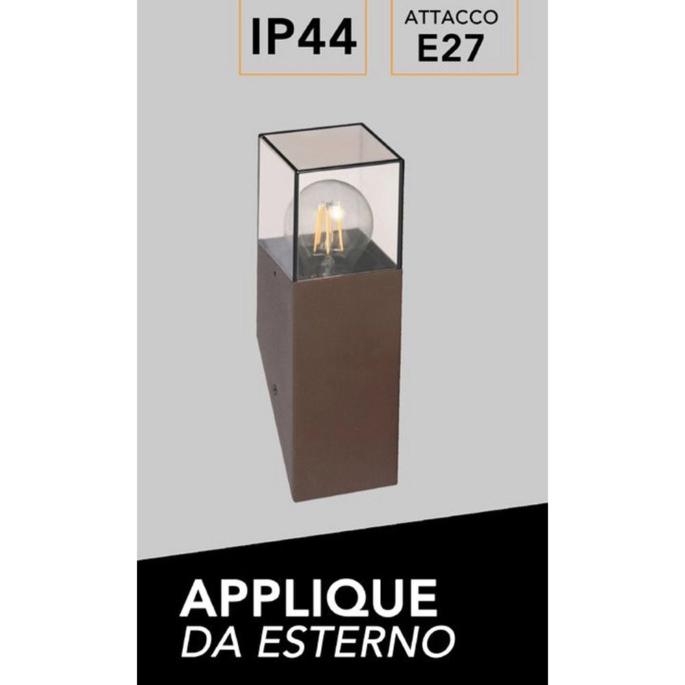 Trade Shop - Applique Muro Oblique Per Esterno E27 In Alluminio Ruggine Balcone Terrazzo Ip44 B250-c -