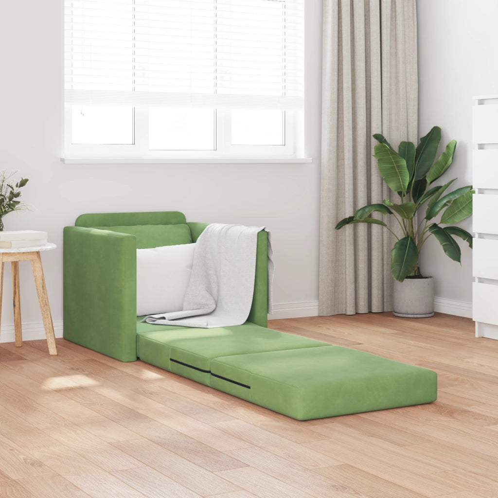 Divano Letto 2-in-1 Verde Chiaro 74x77x81 cm Velluto
