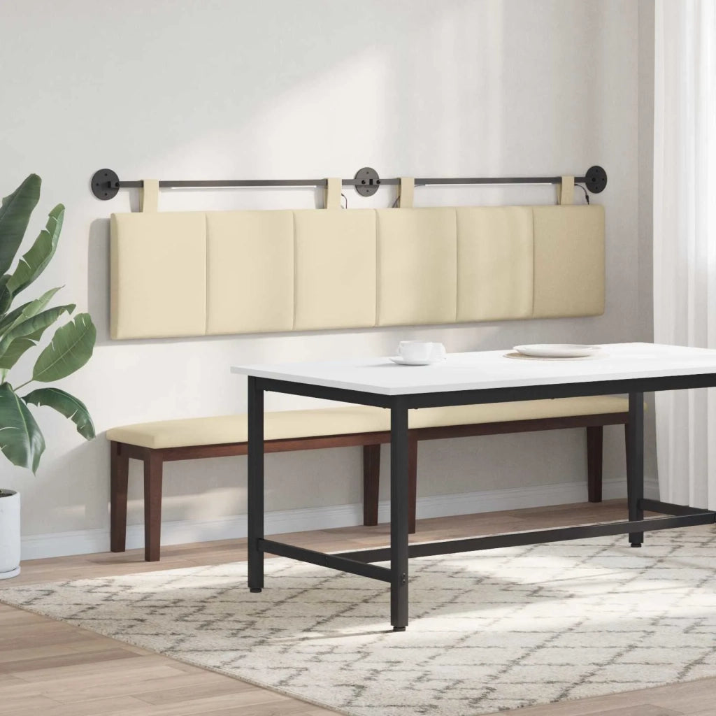 Testiera sospesa Con luce LED Crema Tessuto