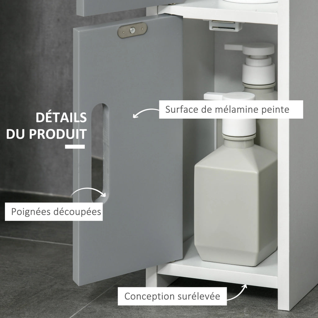 Armadietto colonna bagno con ripiani e ante ¨C zephmum ¨C 15x17x120 cm grigio