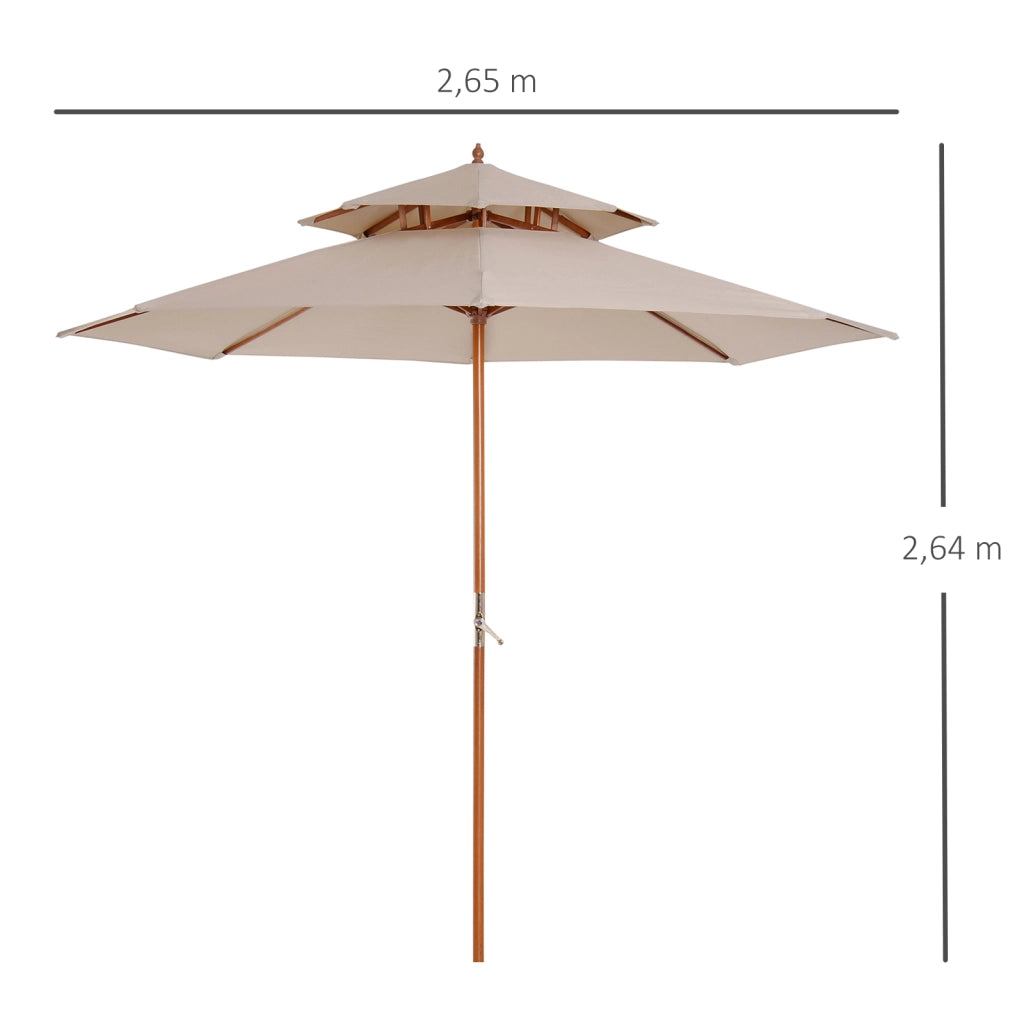Ombrellone Legno Massello ¨C zephmum ¨C beige diametro 2,7 m