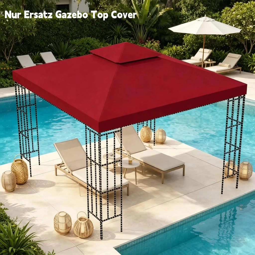Telo di ricambio per gazebo copertura superiore per padiglioni in metallo 3 × 3 m poliestere impermeabile rosso