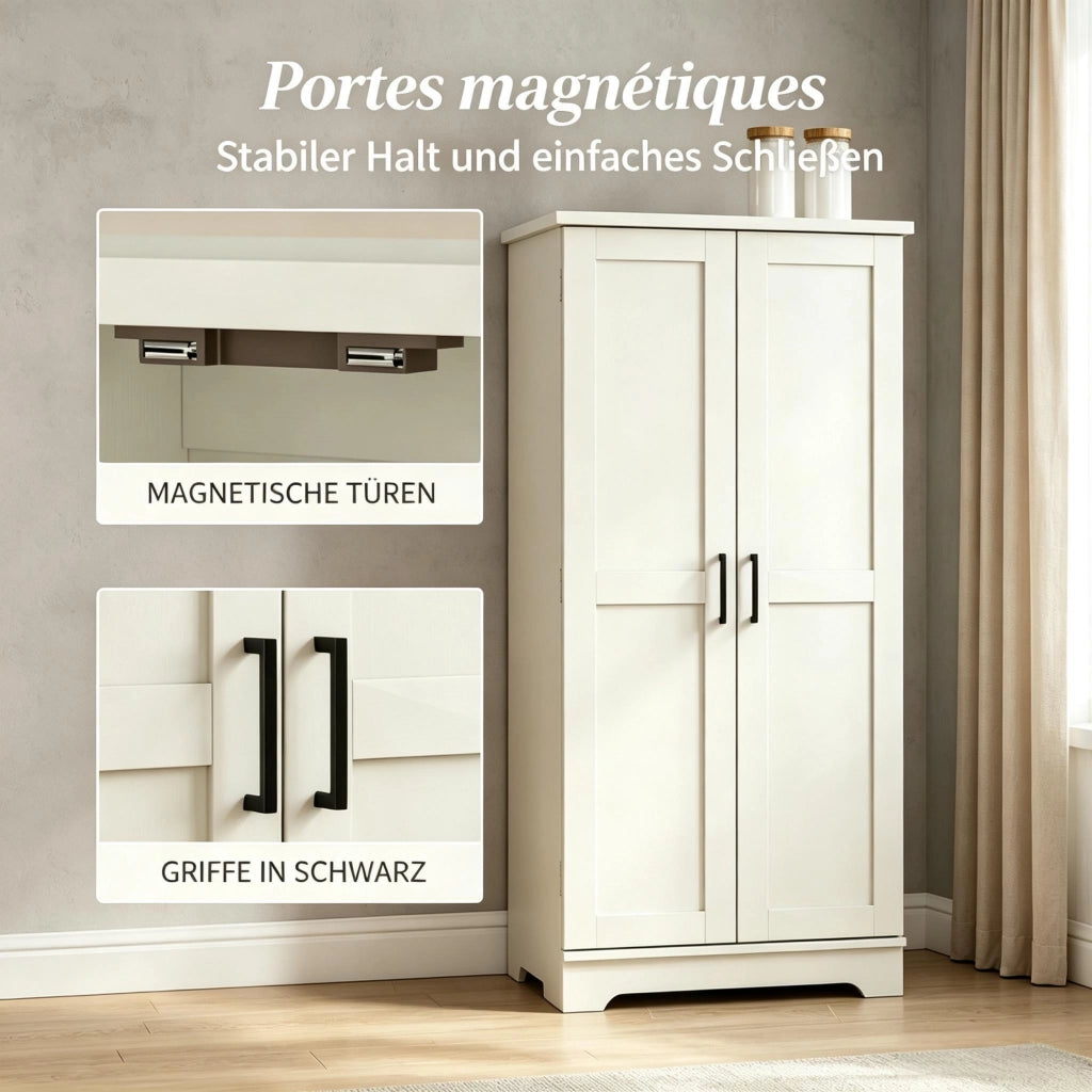 Ampio mobile da cucina, dispensa con scomparti ben organizzati, elegante mobile contenitore