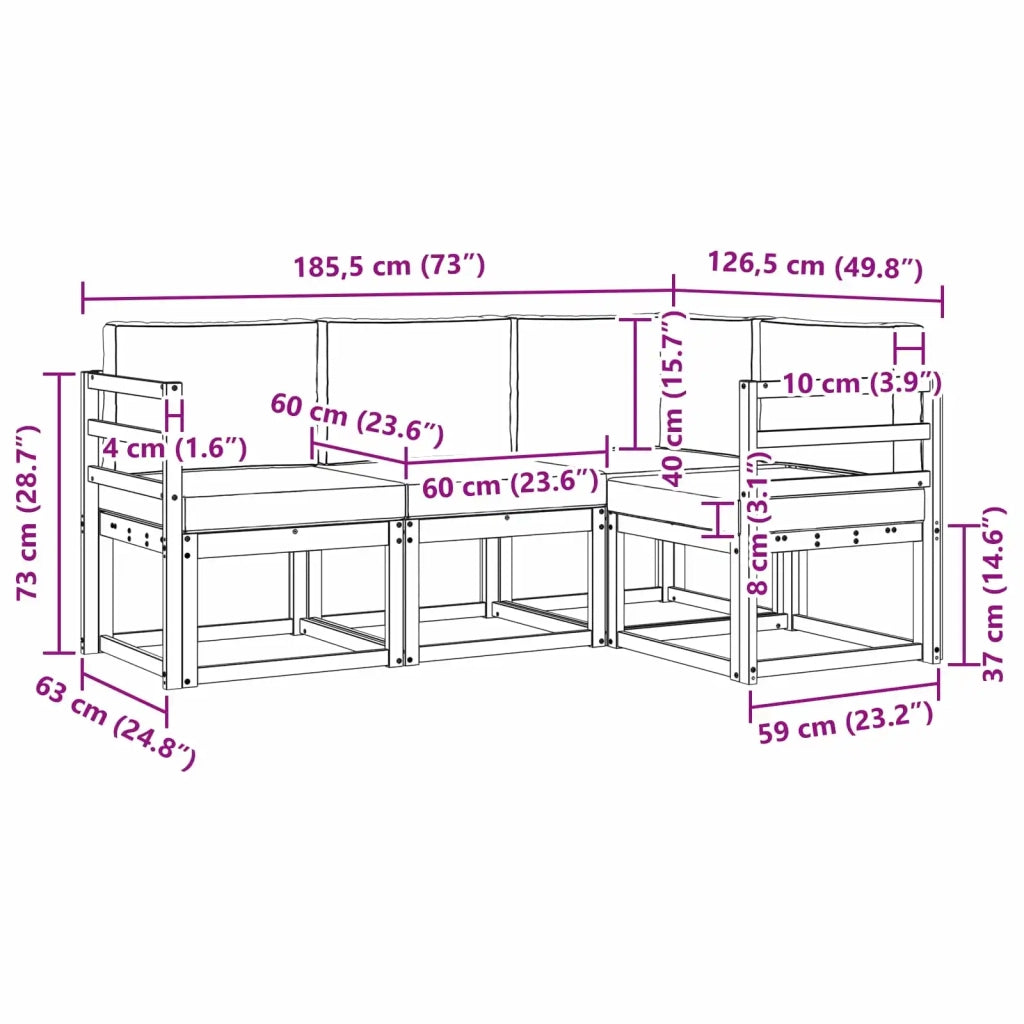 Set di divani da esterno 4 pz Bianco e Antracite 3387546