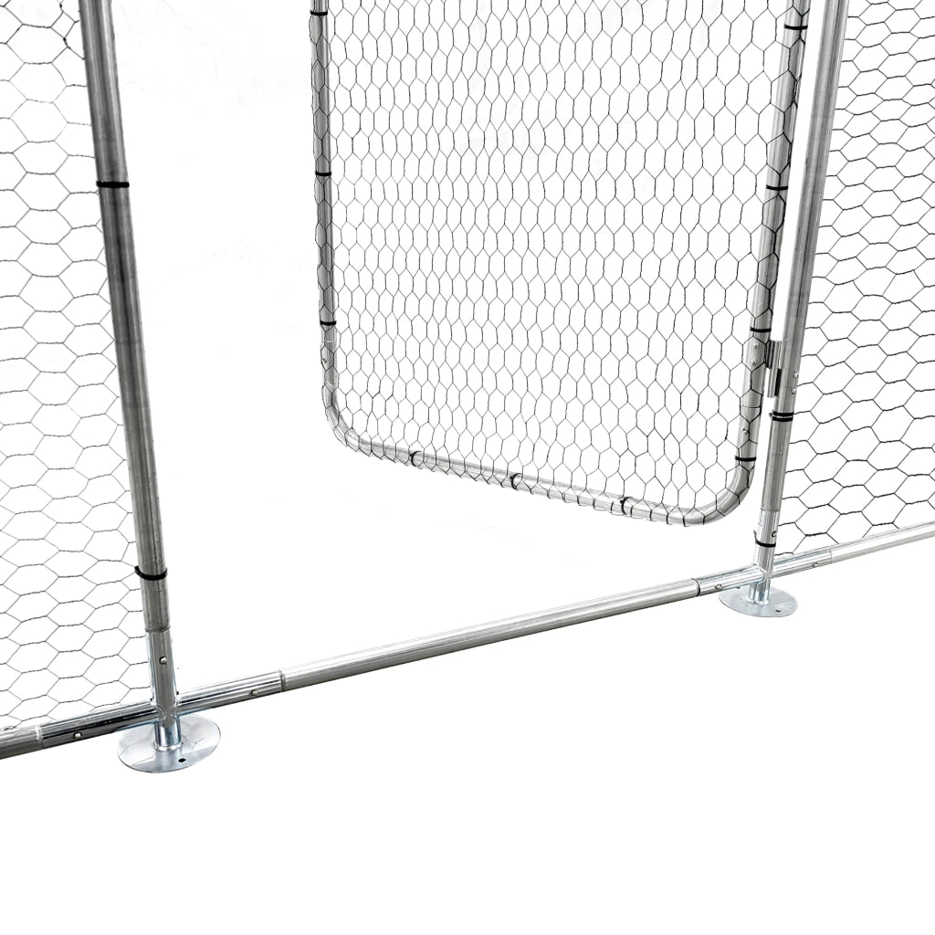 Gabbia per Pollame Wels con 2 Tettucci Parasole e Recinzione Rete Metallica 3x8x2 m pro.tec