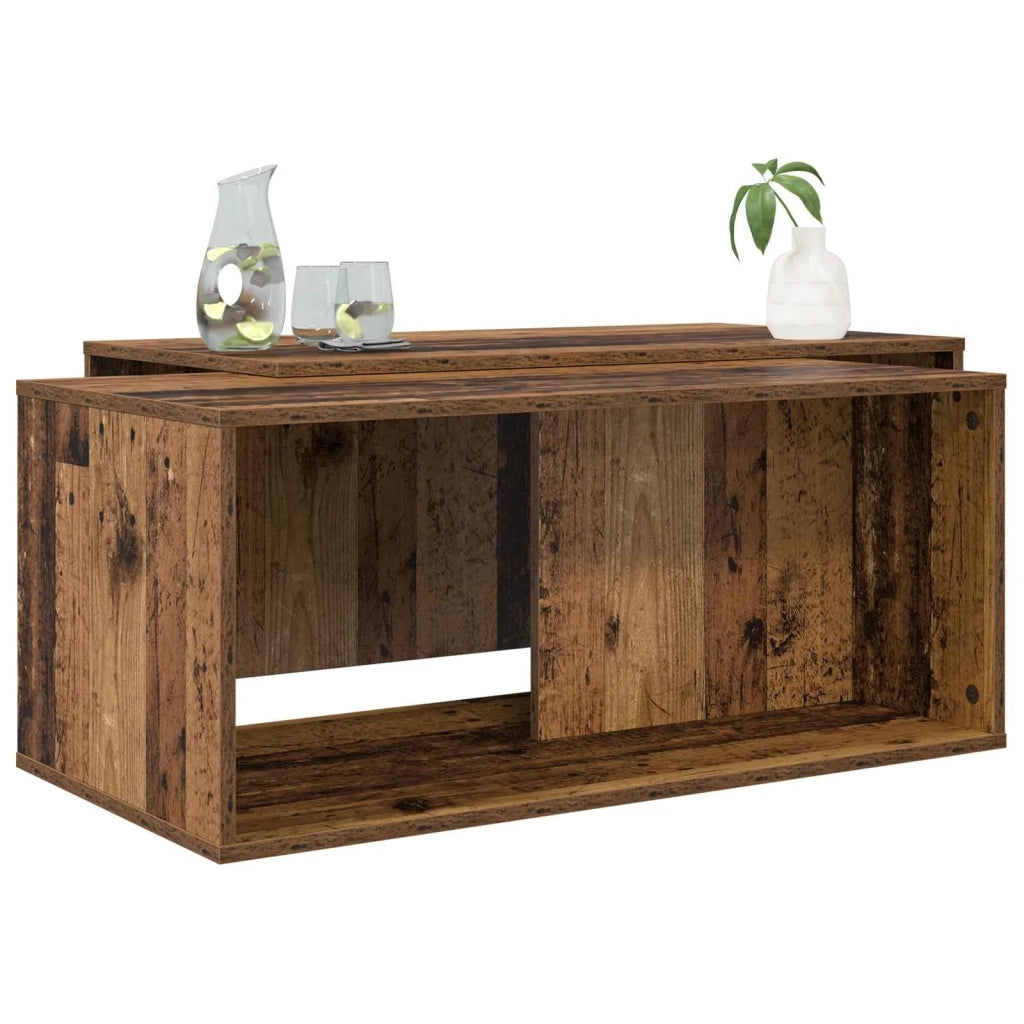 Set di Tavolini da Caffè 2 pcs Legno vecchio Legno multistrato