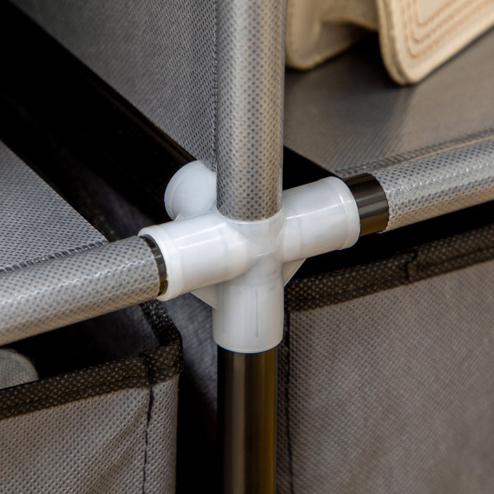 Armadio Guardaroba da Campeggio 125x43x162,5 cm con Cassetti e Ante Avvolgibili con Zip Grigio Scuro