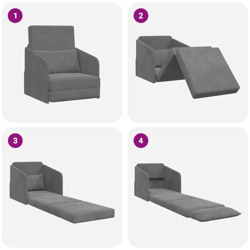Divano letto | Sof¨¤ letto | Letto singolo Grigio scuro 65 x 80 x 83 cm Velluto