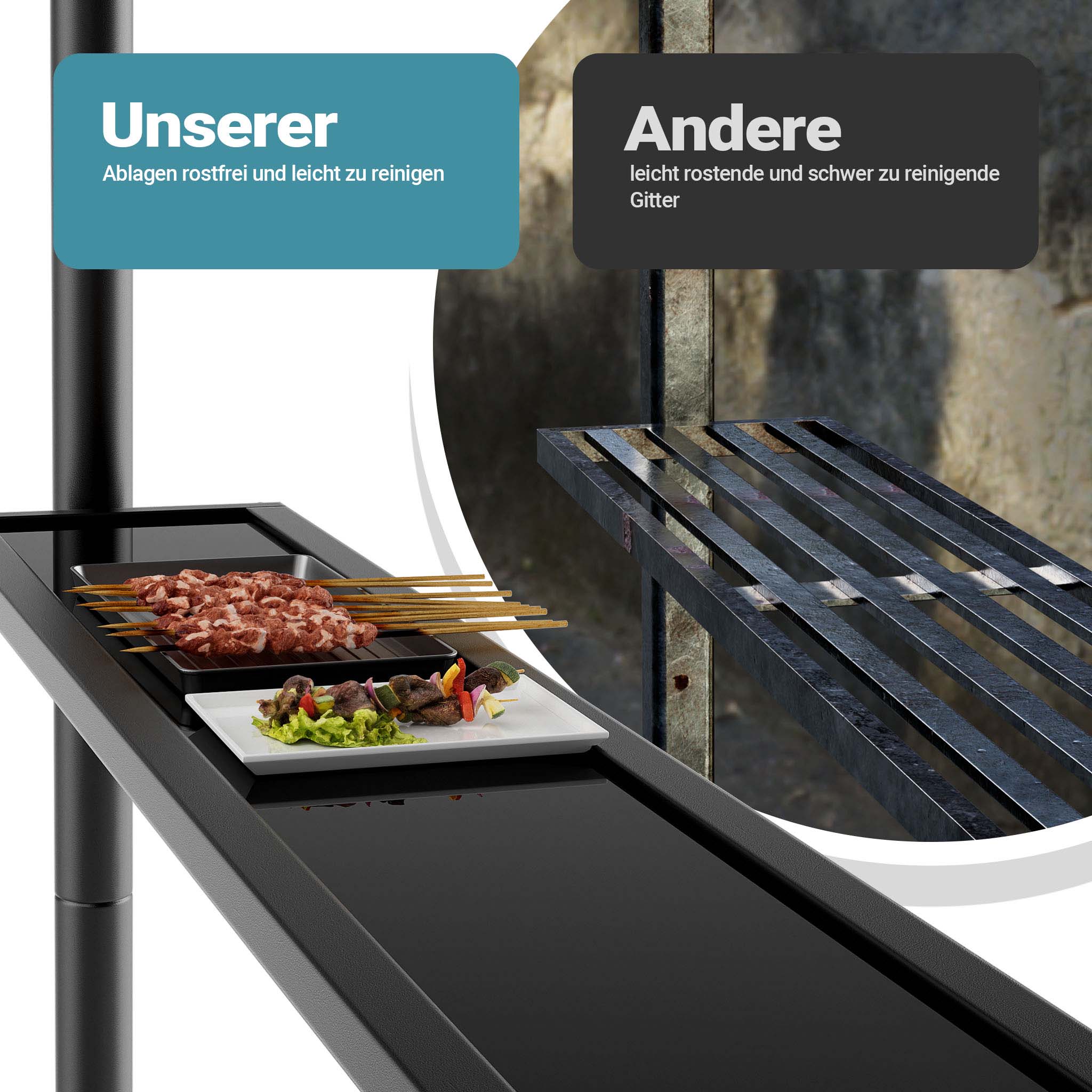 Gazebo per barbecue color caffè 2,45 x 1,52 m con telone di copertura e due ripiani