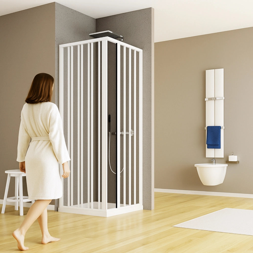 Box doccia angolo soffietto bianco carmen ac altezza cm 185 pvc e maniglia *** misure 70x100 cm, confezione 1