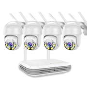 Kit Videosorveglianza Wireless Nvr 4 Canali Wifi Ip 4 Telecamere Motorizzate 3 mpx Audio Bidirezionale Riconoscimento Umano e Volto P2P Coud W208G4