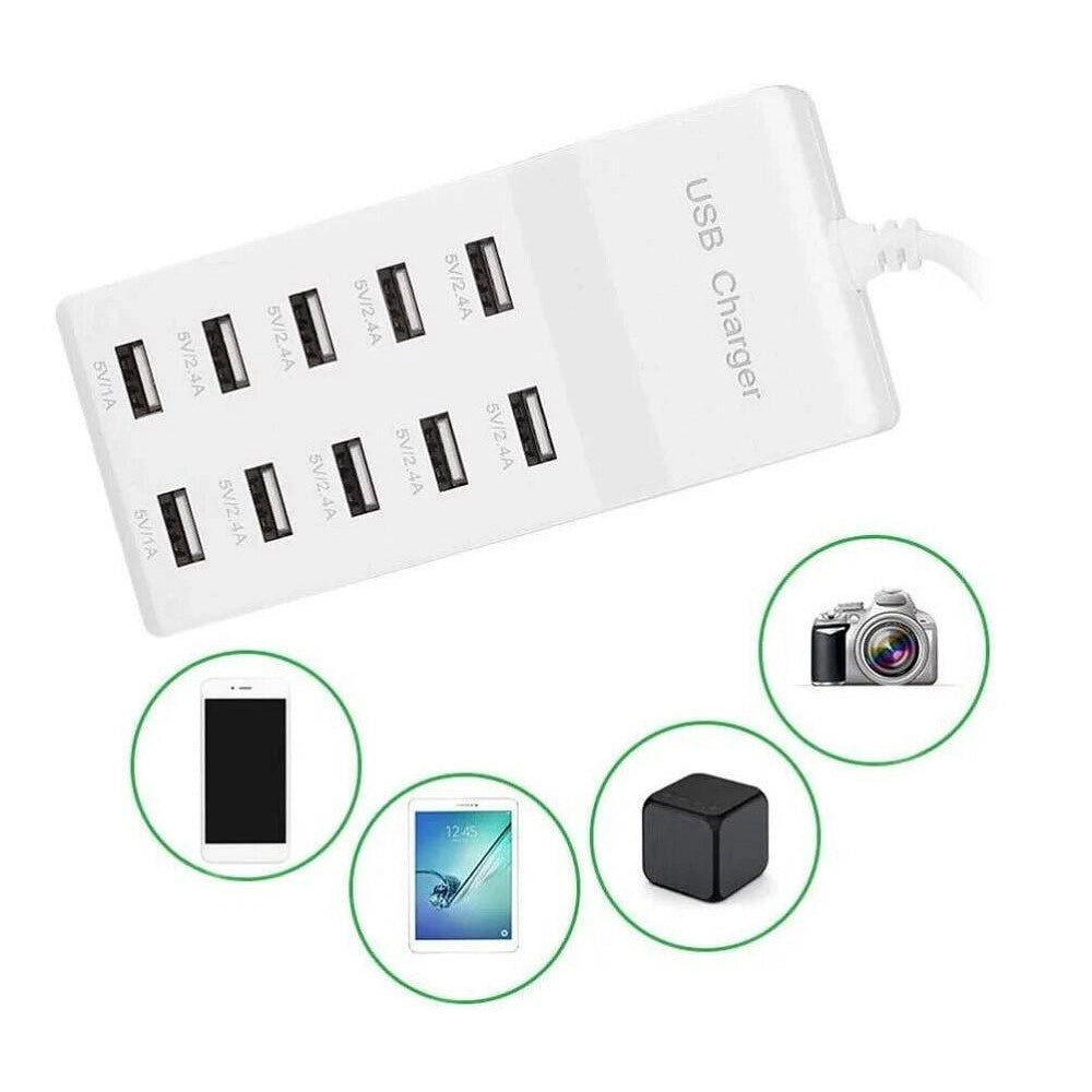 Trade Shop - Multipresa Caricatore Rapido 50 Watt A 10 Porte Usb Dc5v T-10a08 Per Smartphone -
