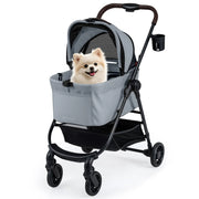 Passeggino pieghevole 3 in 1 per cani 76 x 53 x 100 cm comfort ergonomico atmosfera accogliente metallo grigio 20_0017141