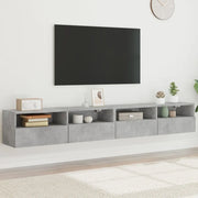 Mobili TV Muro 2pz-Set di 2 Credenza per TV sospesa Grigio Cemento 100x30x30cm Legno Multistrato