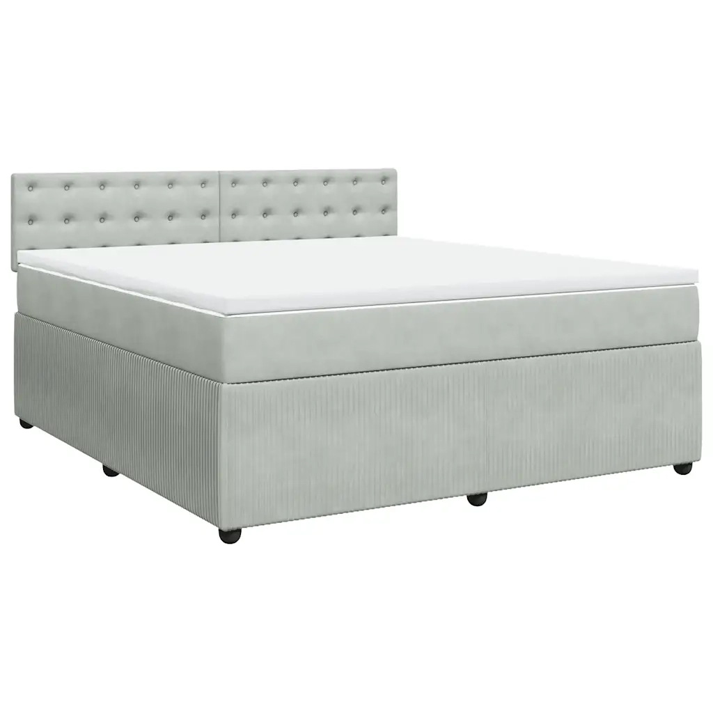 Giroletto a Molle con Materasso Grigio Chiaro 180x200cm Velluto