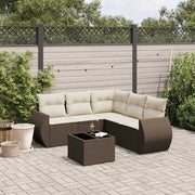 Set Divano da Giardino 6 pz con Cuscini Marrone in Polyrattan 3221362