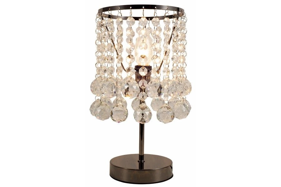 Lampada da tavolo glamour London Crystal cromo scuro E14 40W